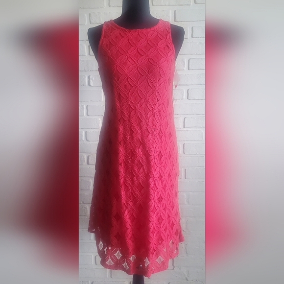 NWT Tacera Lace Sleeveless Sheath Cocktail Summer Dress Raspberry Red Size Small - Picture 8 of 12